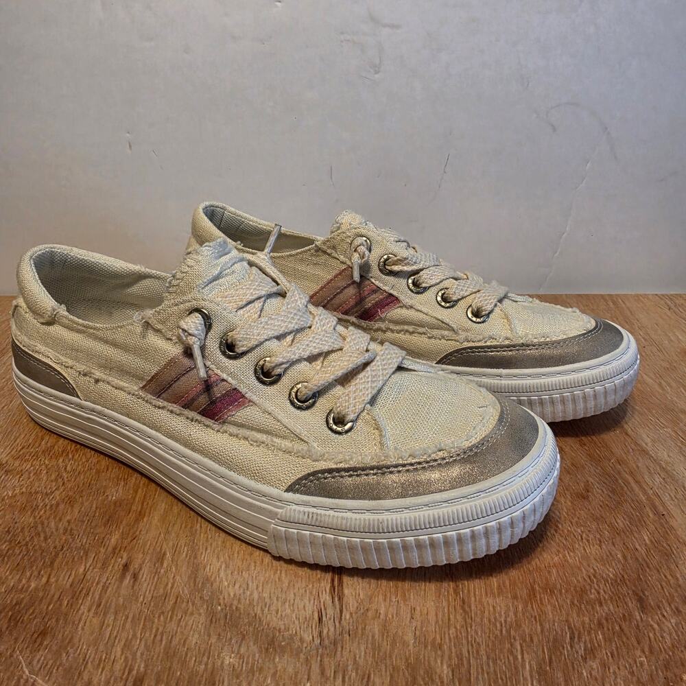 Women's Blowfish Malibu Alex Slip-on Sneakers off-white distressed canvas 10
